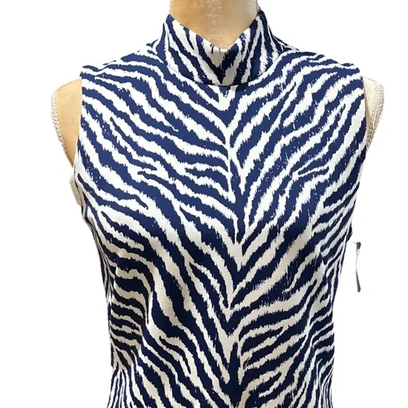 McLaughlin Womens Delaney Dress Montego Blue Tiger Animal Print Slvlss Sheath M - Picture 4 of 16